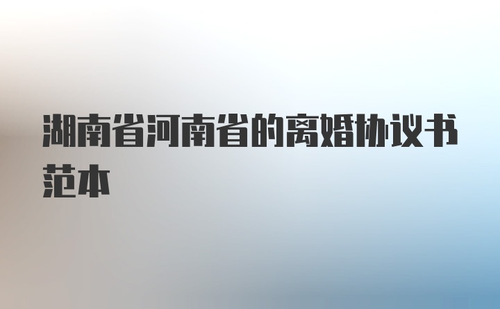 湖南省河南省的离婚协议书范本