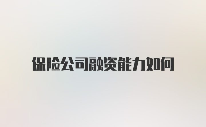 保险公司融资能力如何