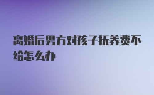 离婚后男方对孩子抚养费不给怎么办