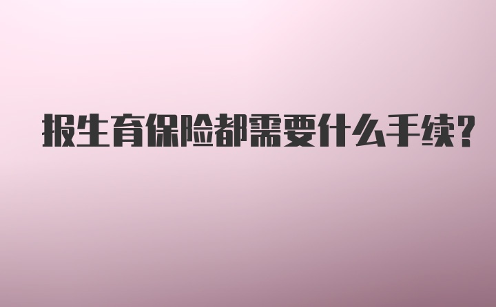 报生育保险都需要什么手续？