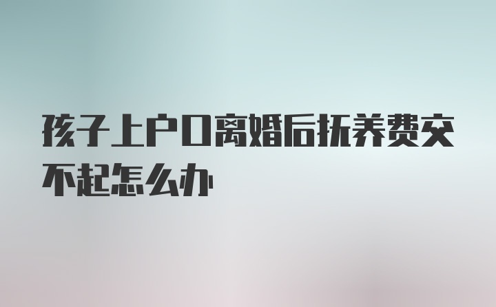 孩子上户口离婚后抚养费交不起怎么办