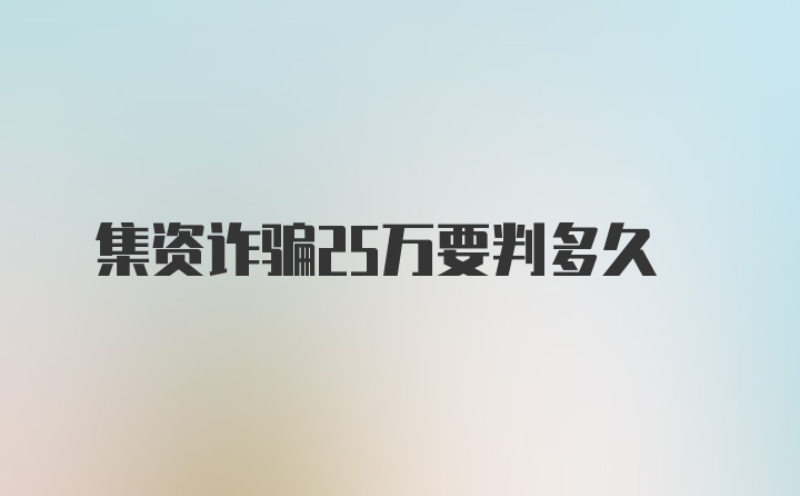 集资诈骗25万要判多久