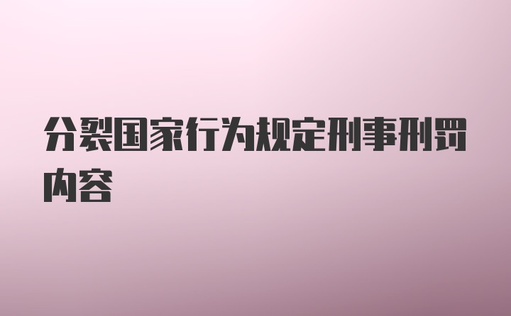 分裂国家行为规定刑事刑罚内容