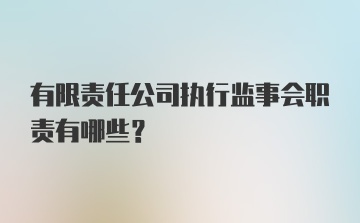 有限责任公司执行监事会职责有哪些？