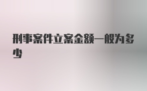 刑事案件立案金额一般为多少