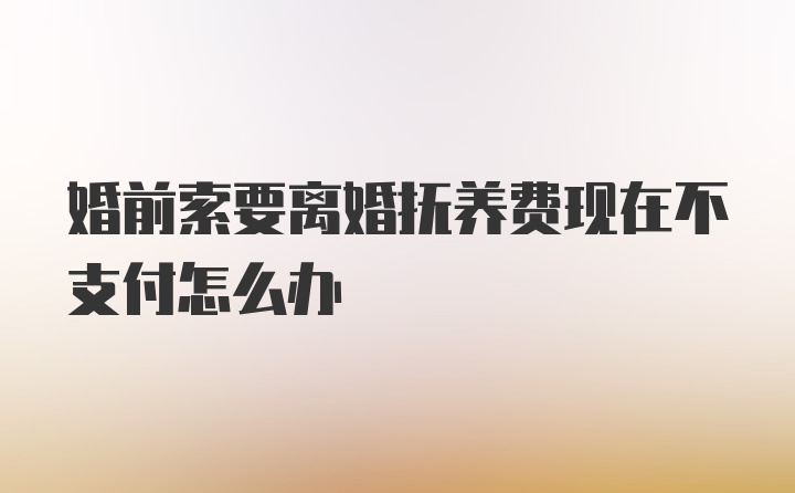 婚前索要离婚抚养费现在不支付怎么办