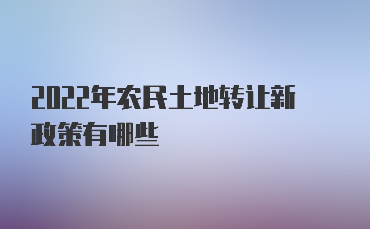 2022年农民土地转让新政策有哪些