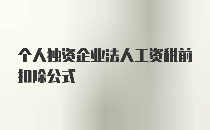 个人独资企业法人工资税前扣除公式