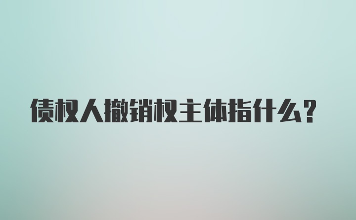 债权人撤销权主体指什么?