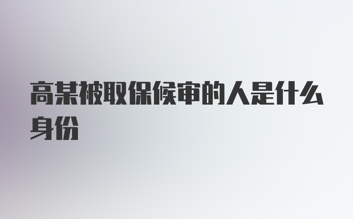 高某被取保候审的人是什么身份