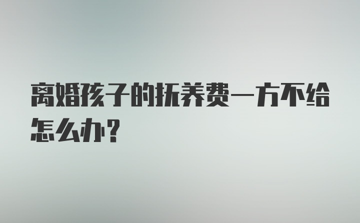 离婚孩子的抚养费一方不给怎么办？