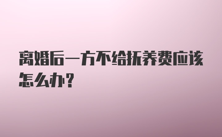 离婚后一方不给抚养费应该怎么办？