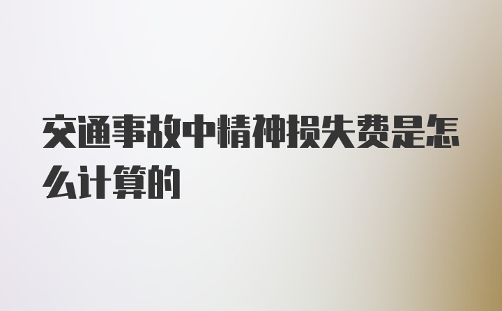 交通事故中精神损失费是怎么计算的