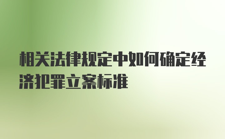 相关法律规定中如何确定经济犯罪立案标准