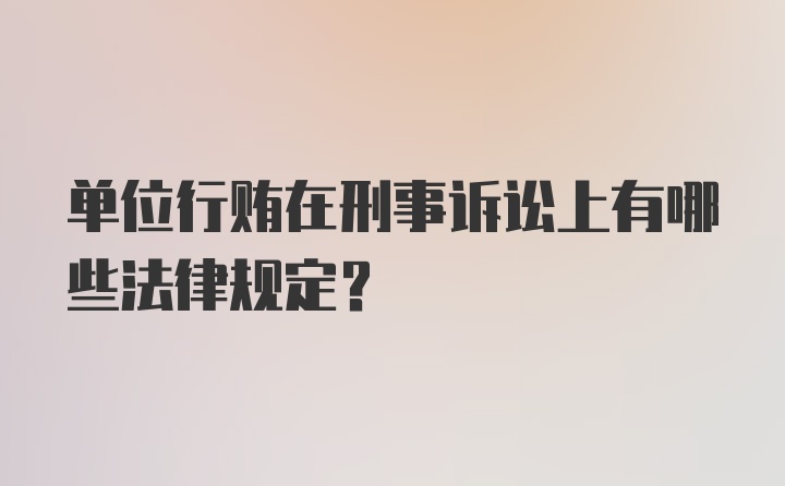 单位行贿在刑事诉讼上有哪些法律规定？