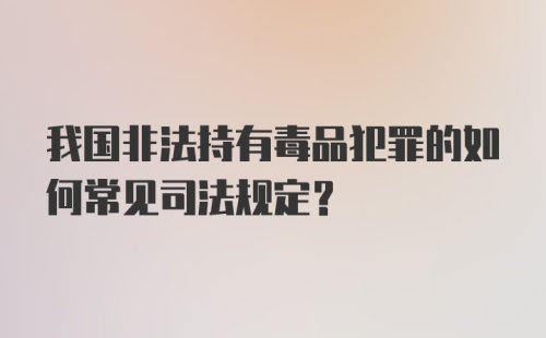 我国非法持有毒品犯罪的如何常见司法规定？