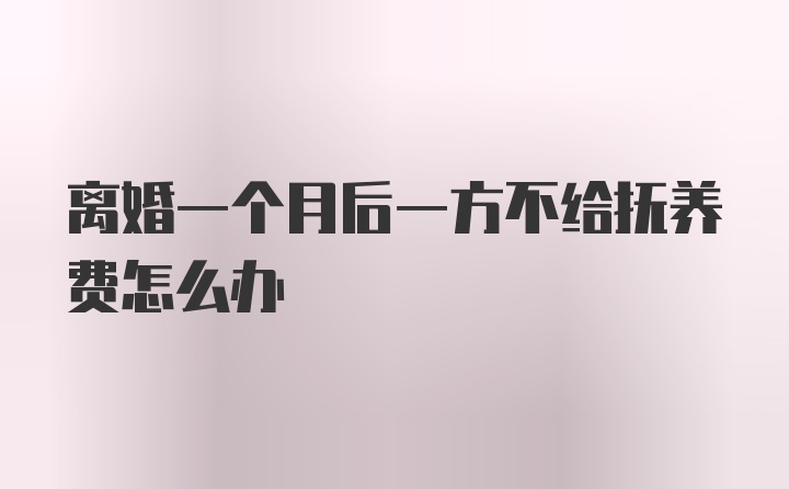 离婚一个月后一方不给抚养费怎么办