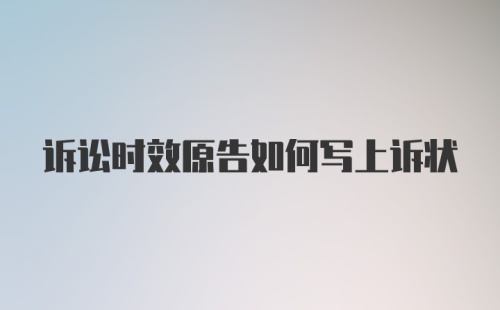 诉讼时效原告如何写上诉状