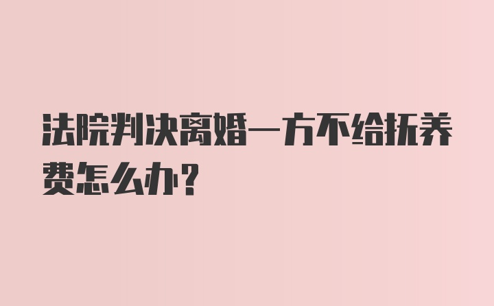 法院判决离婚一方不给抚养费怎么办？