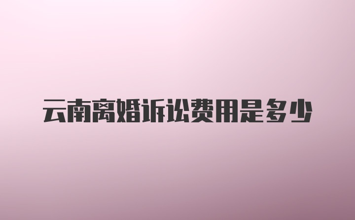 云南离婚诉讼费用是多少