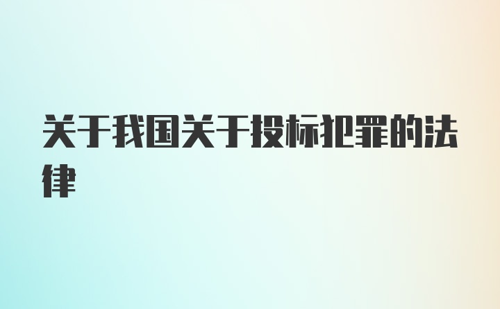 关于我国关于投标犯罪的法律