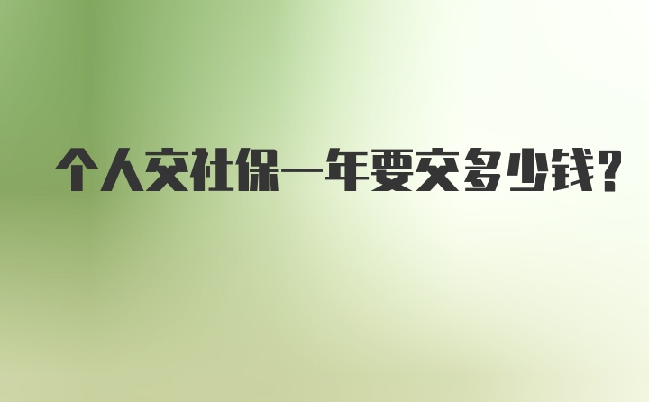 个人交社保一年要交多少钱？