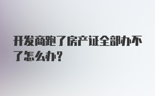 开发商跑了房产证全部办不了怎么办？