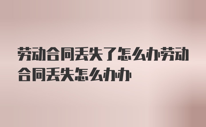 劳动合同丢失了怎么办劳动合同丢失怎么办办