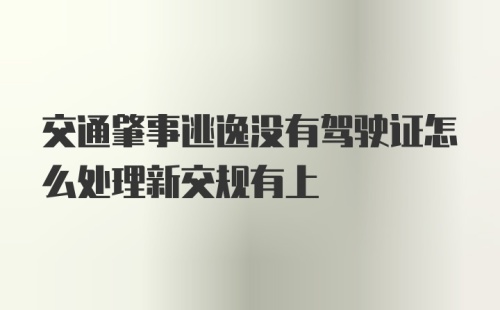 交通肇事逃逸没有驾驶证怎么处理新交规有上