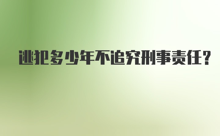 逃犯多少年不追究刑事责任？