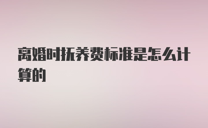 离婚时抚养费标准是怎么计算的