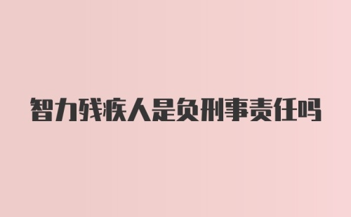 智力残疾人是负刑事责任吗