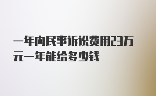 一年内民事诉讼费用23万元一年能给多少钱