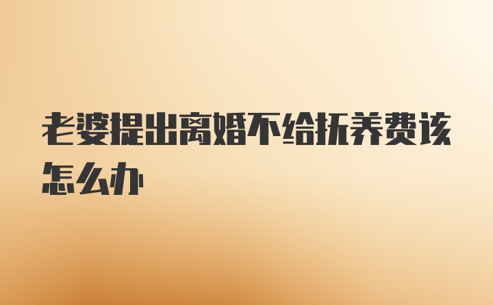 老婆提出离婚不给抚养费该怎么办