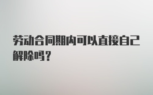 劳动合同期内可以直接自己解除吗？