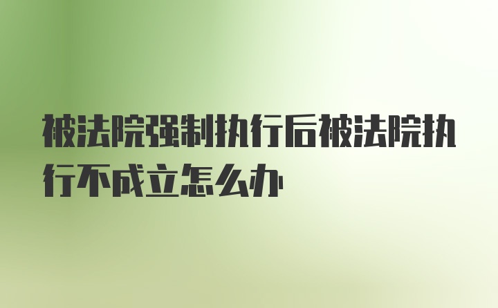 被法院强制执行后被法院执行不成立怎么办