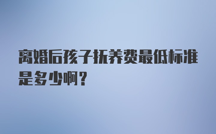 离婚后孩子抚养费最低标准是多少啊？