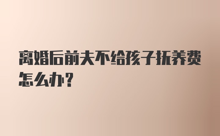 离婚后前夫不给孩子抚养费怎么办?