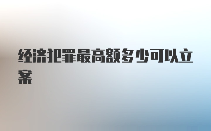 经济犯罪最高额多少可以立案