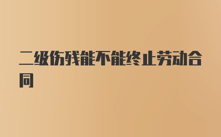 二级伤残能不能终止劳动合同