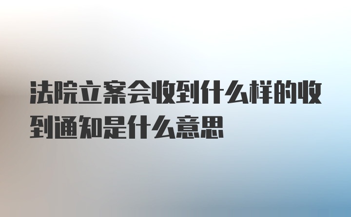 法院立案会收到什么样的收到通知是什么意思