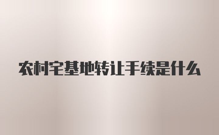 农村宅基地转让手续是什么