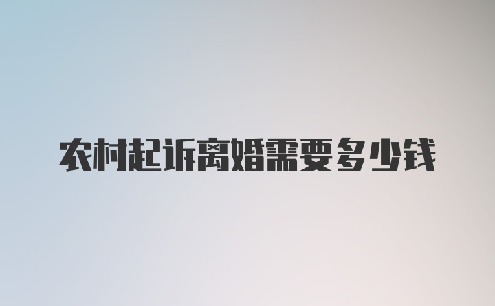 农村起诉离婚需要多少钱