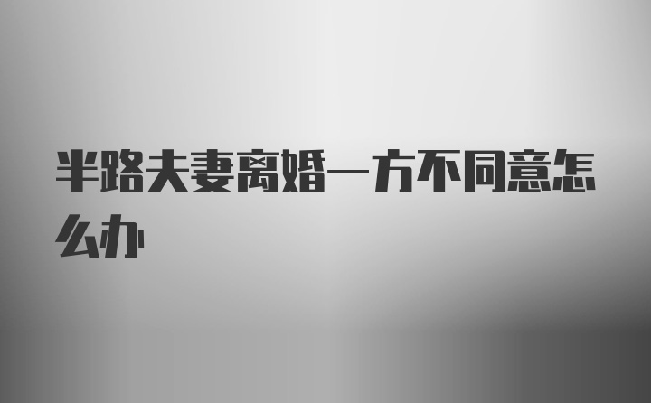 半路夫妻离婚一方不同意怎么办