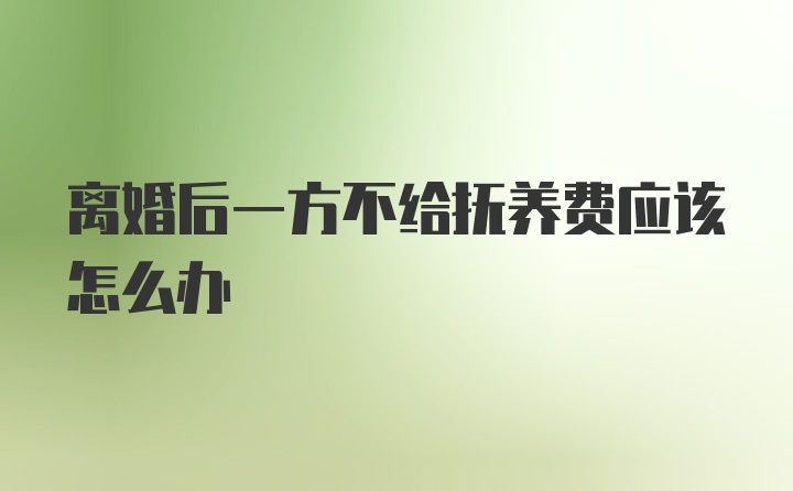 离婚后一方不给抚养费应该怎么办