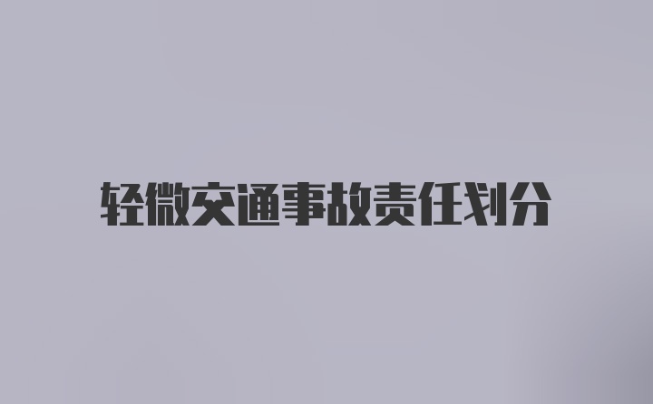 轻微交通事故责任划分