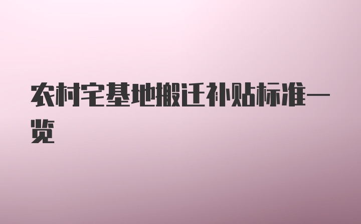 农村宅基地搬迁补贴标准一览