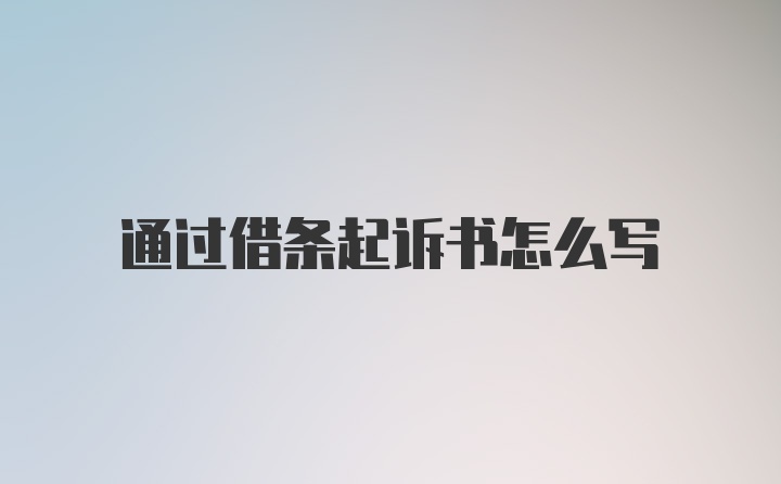 通过借条起诉书怎么写