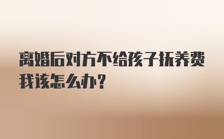 离婚后对方不给孩子抚养费我该怎么办？