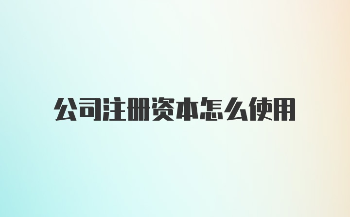 公司注册资本怎么使用